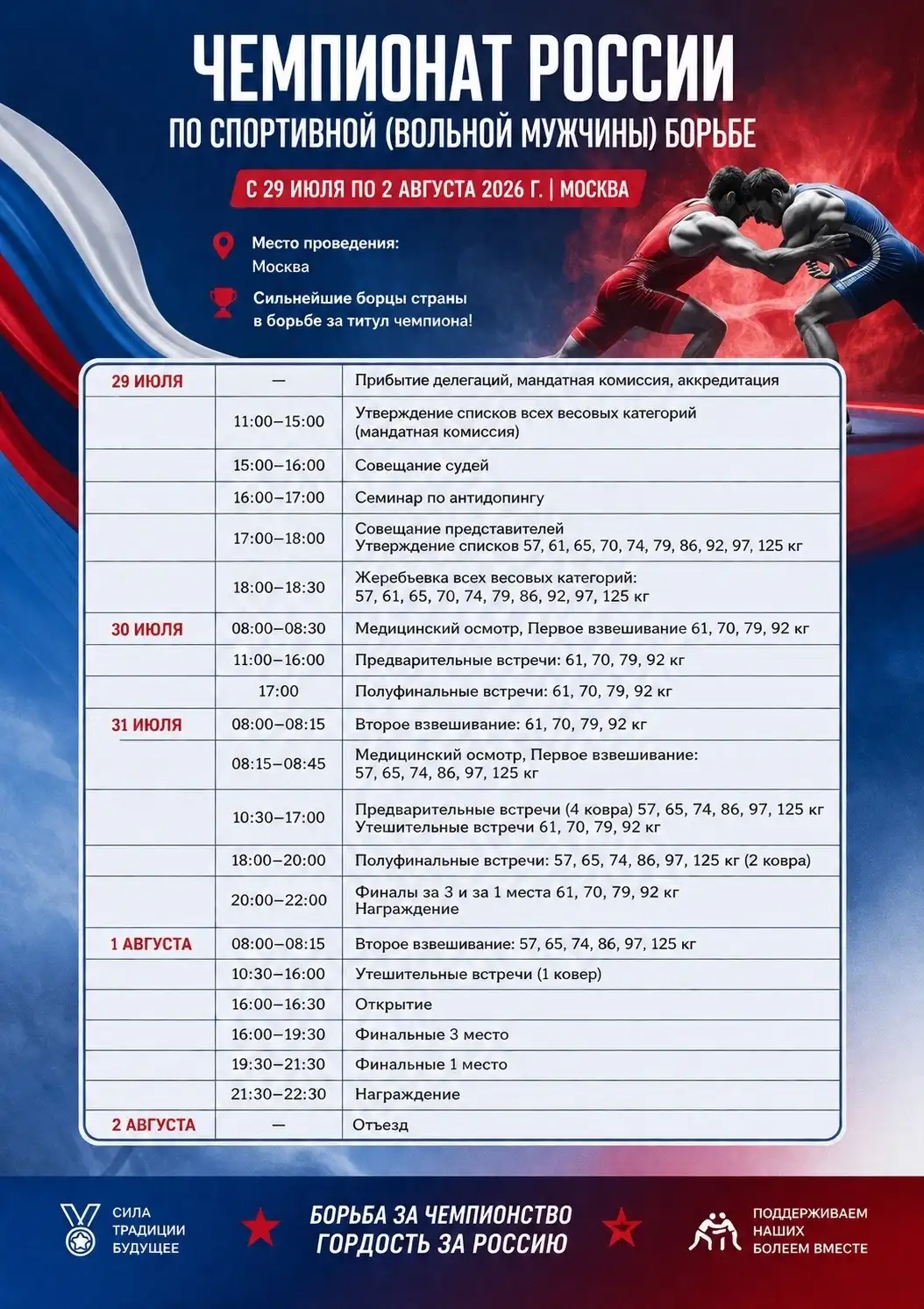 Чемпионат России по спортивной (вольной) борьбе — 2026